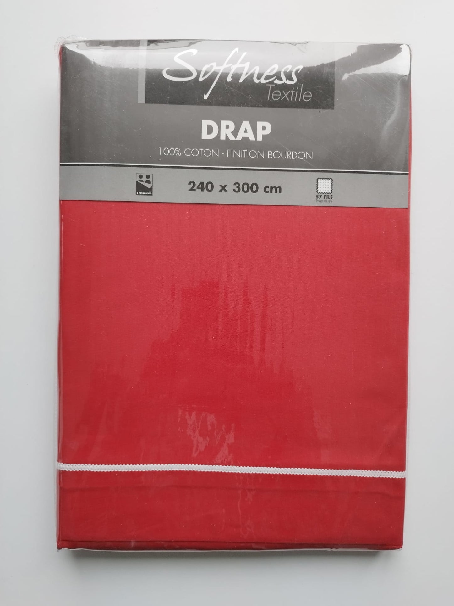 Drap Plat finition bourdon 100% Coton - 57 Fils