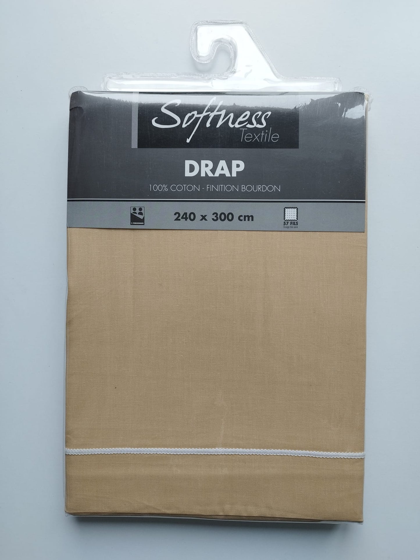 Drap Plat finition bourdon 100% Coton - 57 Fils